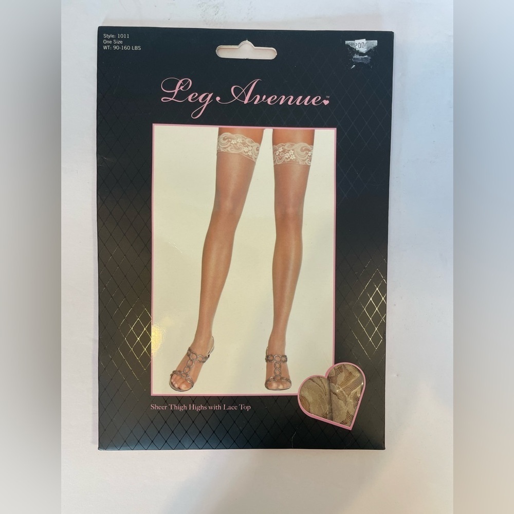 Leg Avenue nude thigh highs nylons OS NWT